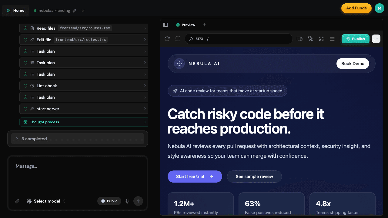 Dunea IDE — AI-powered app builder with chat and live preview